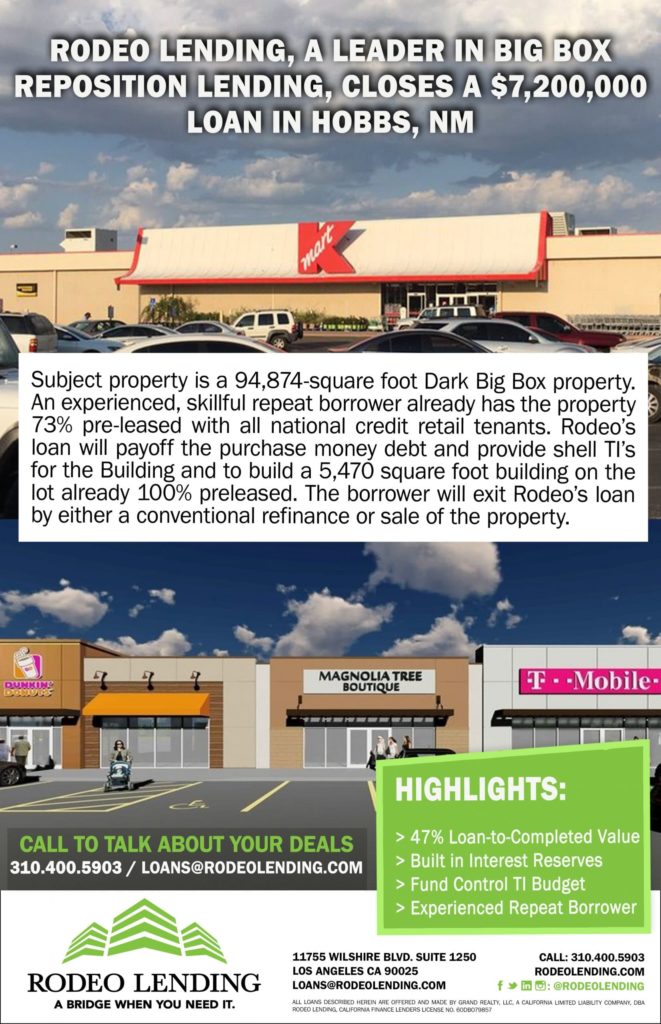 Rodeo Lending, a Leader in Big Box Reposition Lending, Closes a $7,200,000 Loan in Hobbs, NM