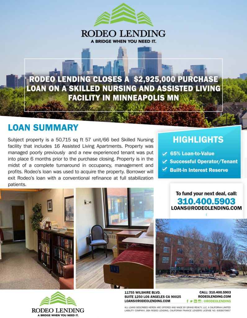 Rodeo Lending Closes a $2,925,000 Purchase of a Skilled Nursing & Assisted Living Facility in Minneapolis, MN