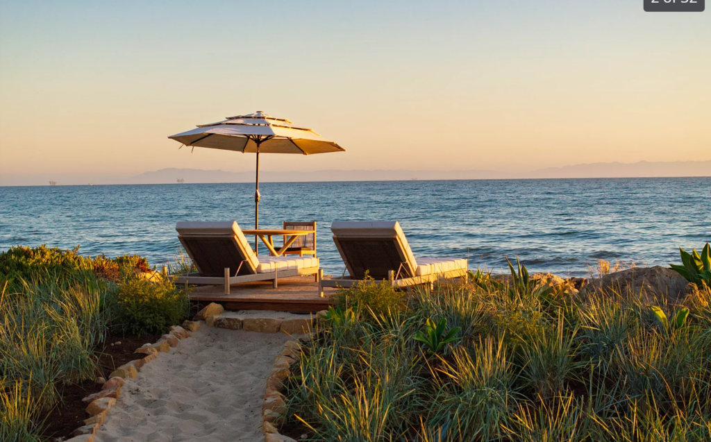 Oceanfront chairs on private beach property