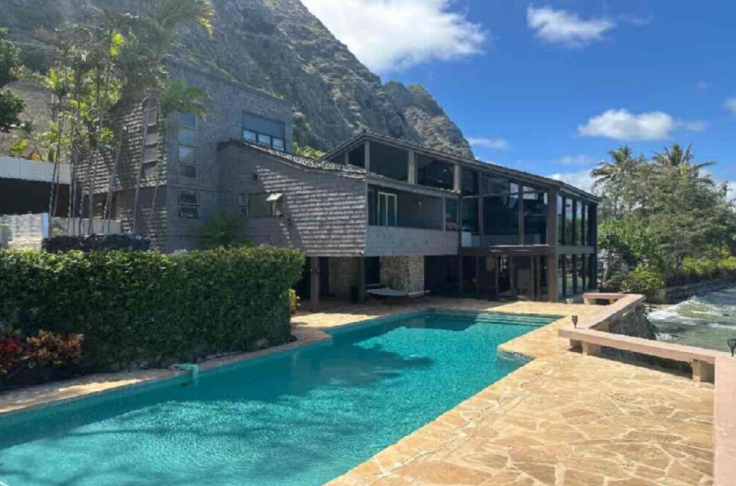 Large pool with ocean front view